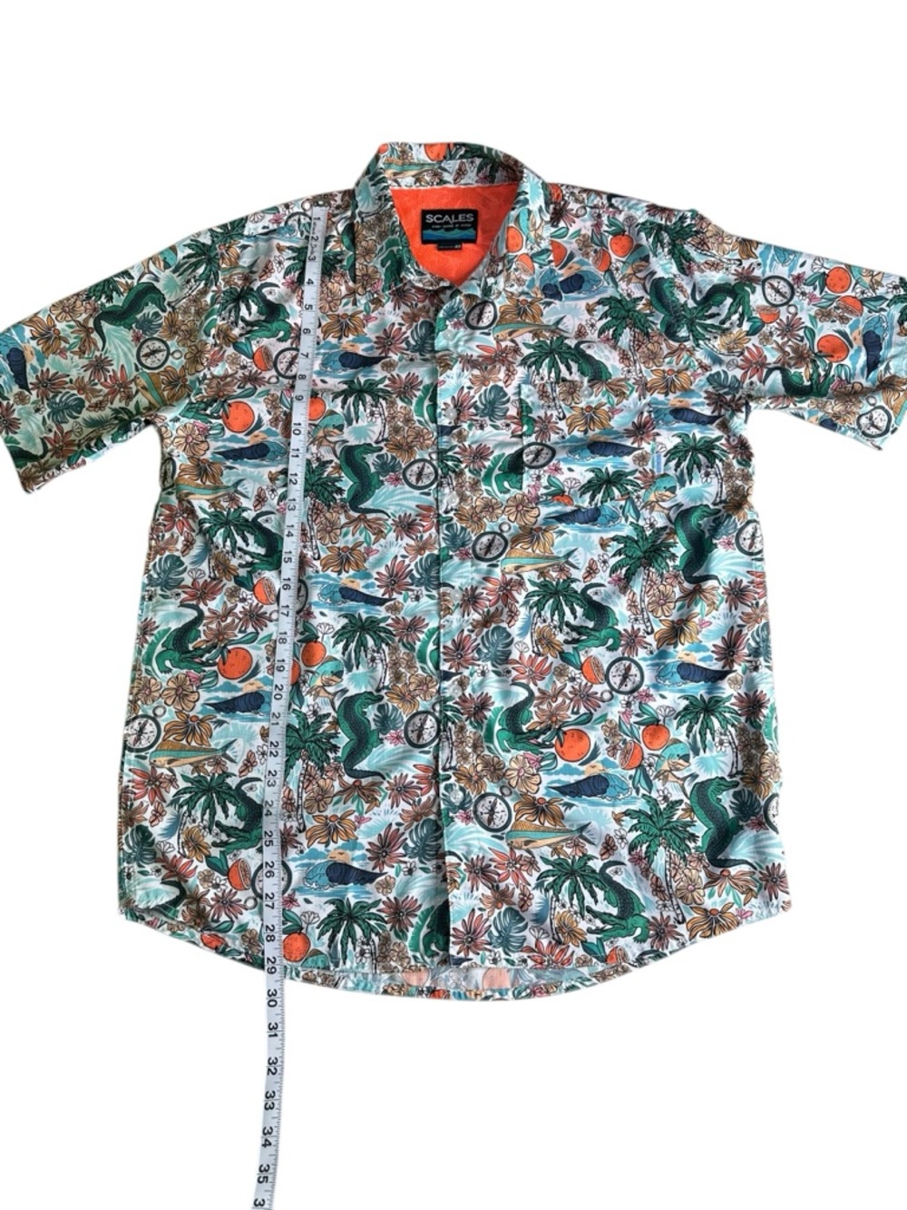 Scales Men’s Fish & Game Button Down Shirt. Size Large. Alligator, Oranges - Picture 3 of 6